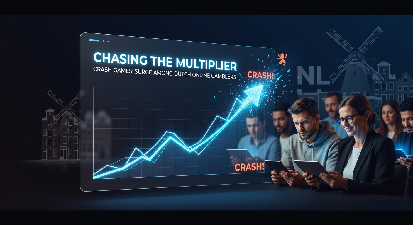 Dynamisch scherm van een crash game met een stijgende multipliercurve die op het punt staat te crashen, populair onder Nederlandse spelers