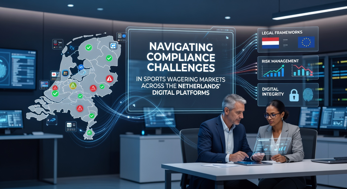 Digitale interface van een Nederlandse sportweddenschapsapp met compliance indicatoren en regelgevende waarschuwingen