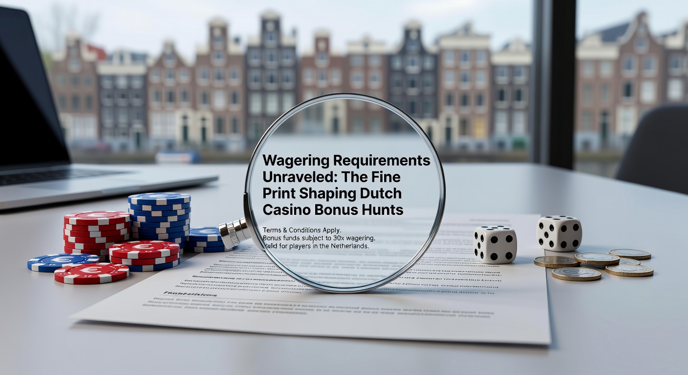 Grafische weergave van wagering requirements met casino chips en bonusfiches die een ketting vormen, symboliserend de voorwaarden voor uitbetaling